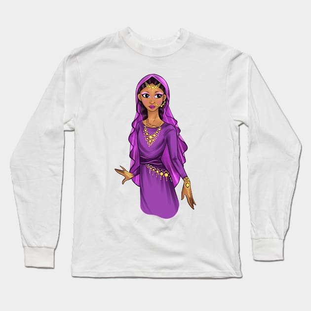 Black is Beautiful - Sudan African Melanin Girl in traditional outfit Long Sleeve T-Shirt by Ebony Rose 